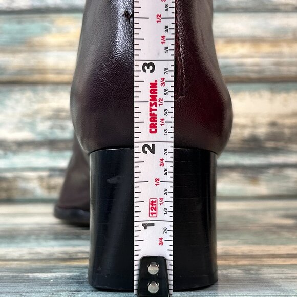 Talbots Boots Womens Size 6 Burgundy Leather Ankle Block Heel Zip Dress Workwear - Picture 12 of 13